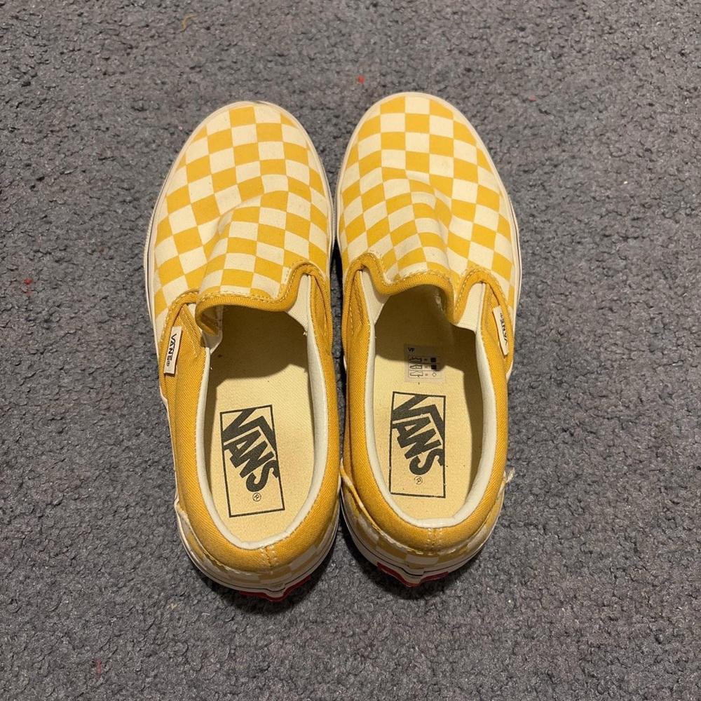 Vans Yellow Checkered Slip-On Shoes